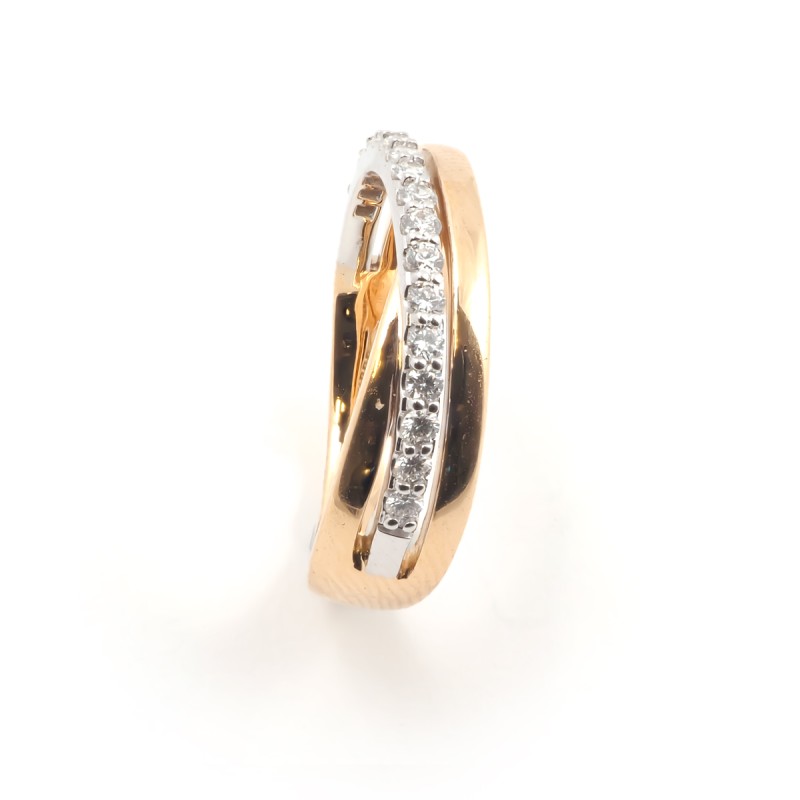 Bague Fantaisie entrelacée femme carador en or jaune 750/000 et diamants