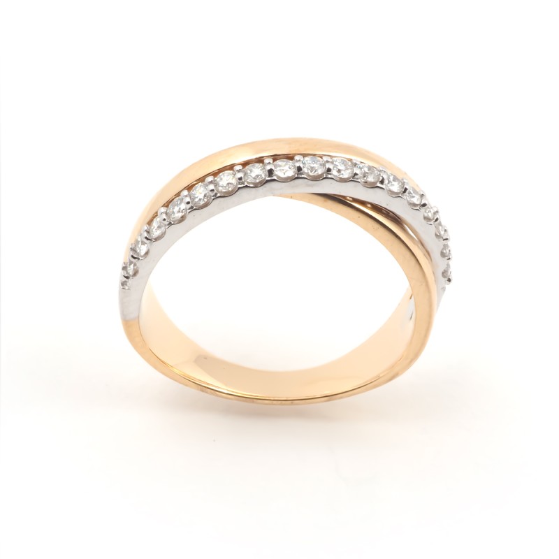 Bague Fantaisie entrelacée femme carador en or jaune 750/000 et diamants