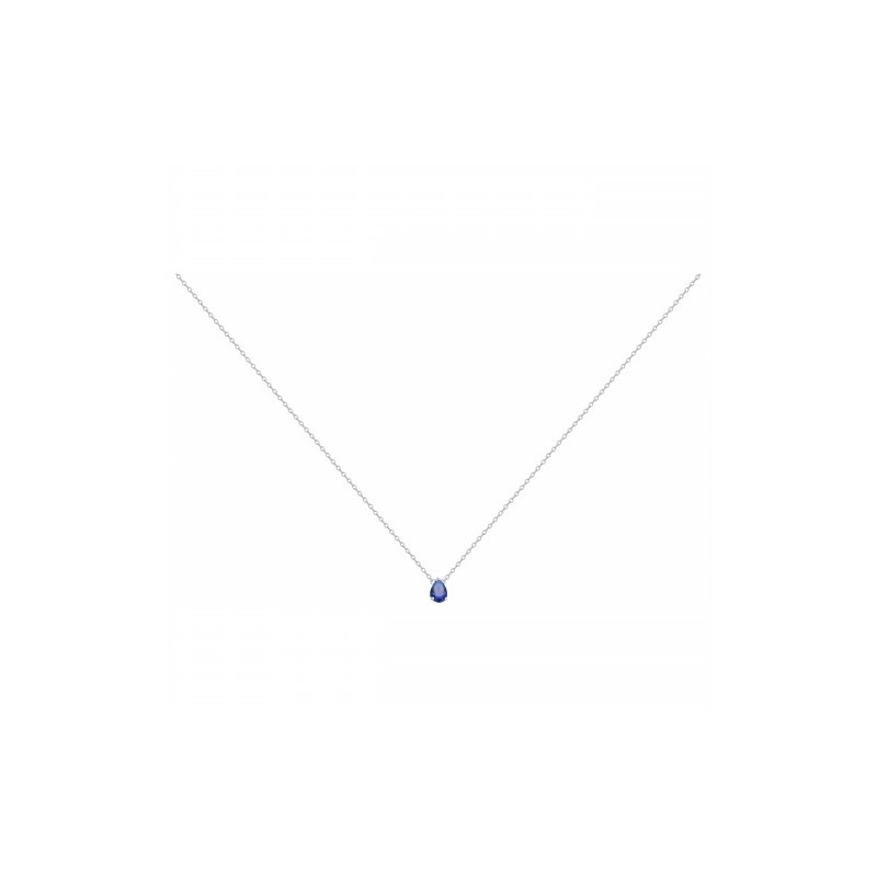 Collier solitaire femme carador en argent et oxyde bleu serti griffes