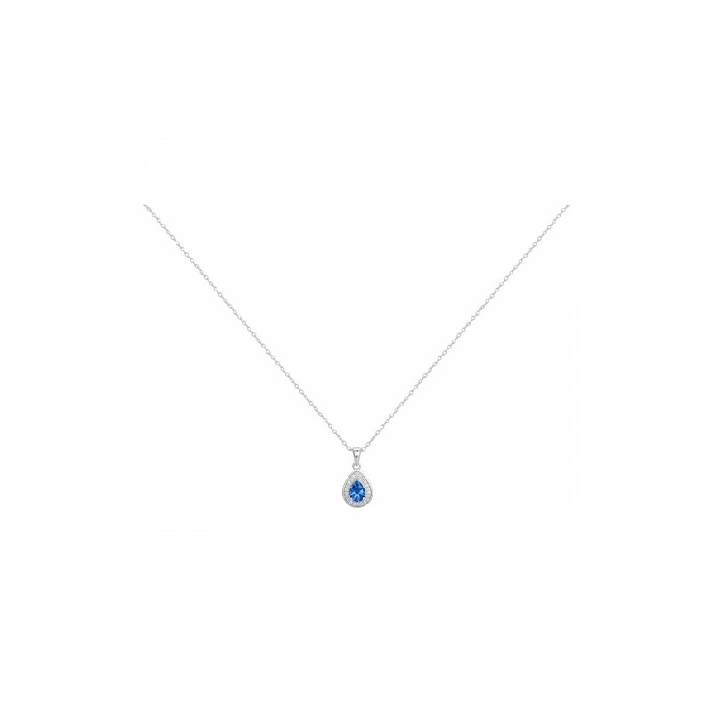 Collier fantaisie femme carador en argent et oxydes blanc et  bleus