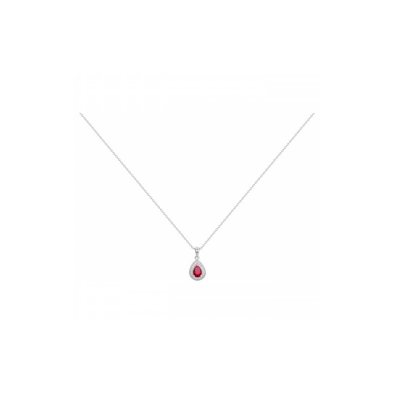 Collier fantaisie femme carador en argent et oxydes blanc et rouges