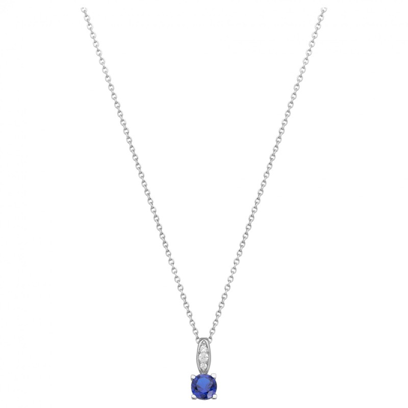 Collier fantaisie femme carador en argent et oxydes blanc et  bleu