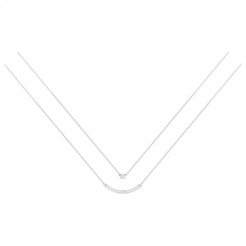 Collier fantaisie double chaînes femme carador en argent avec oxydes de zirconium blanc
