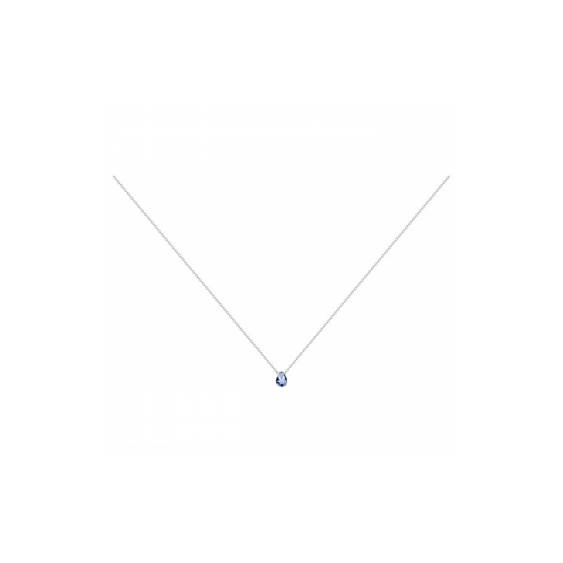 Collier solitaire femme carador en argent et oxyde bleu serti griffes
