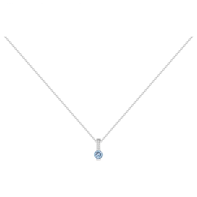 Collier fantaisie femme carador en argent et oxydes blanc et  bleu
