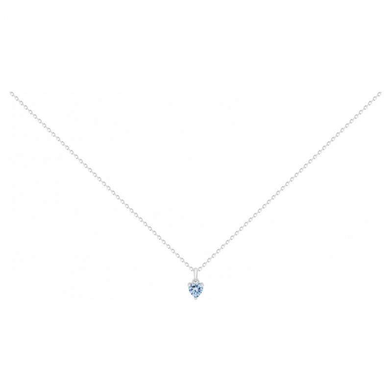 Collier solitaire femme carador en argent et oxyde bleu serti griffes