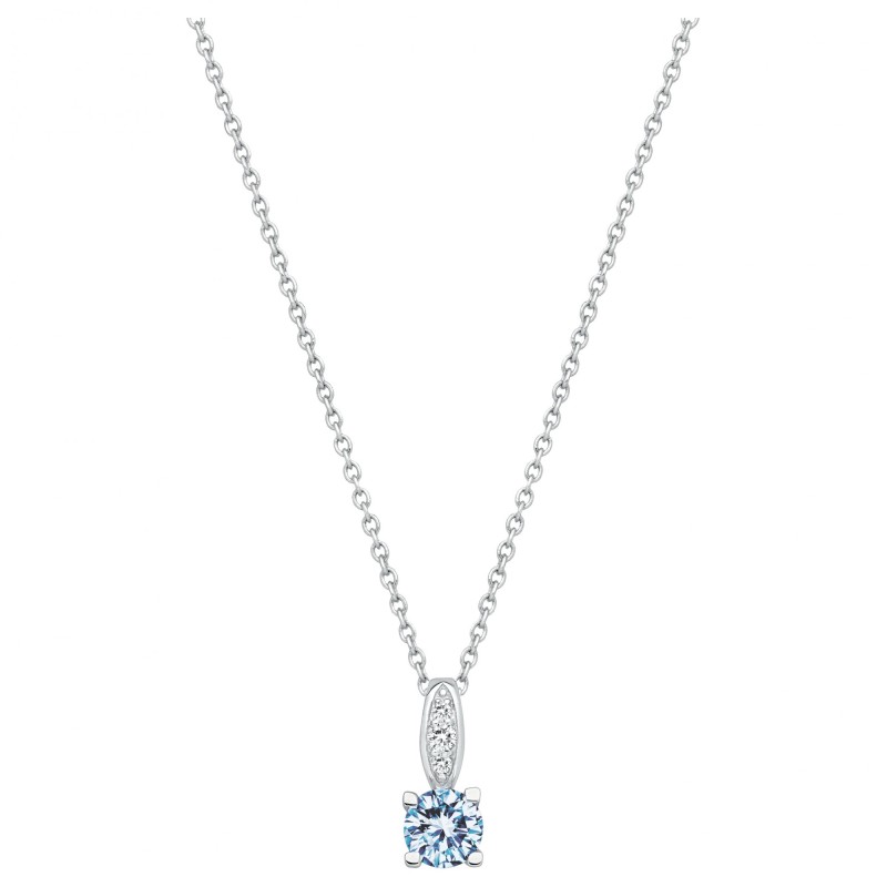 Collier fantaisie femme carador en argent et oxydes blanc et  bleu