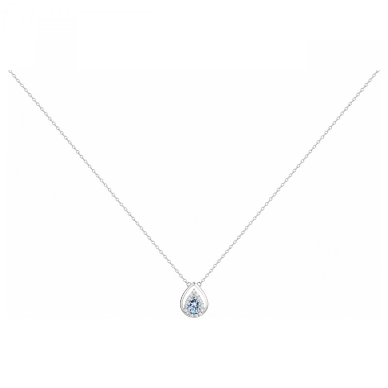 Collier fantaisie femme carador en argent et oxydes blanc et  bleu