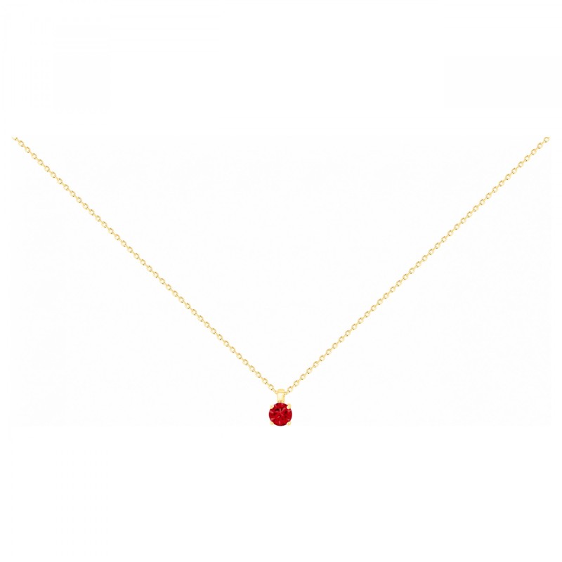 Collier solitaire femme carador en plaqué or avec spinelle rouge