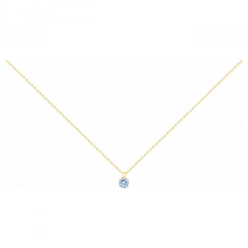 Collier solitaire femme carador en plaqué or avec spinelle bleu clair