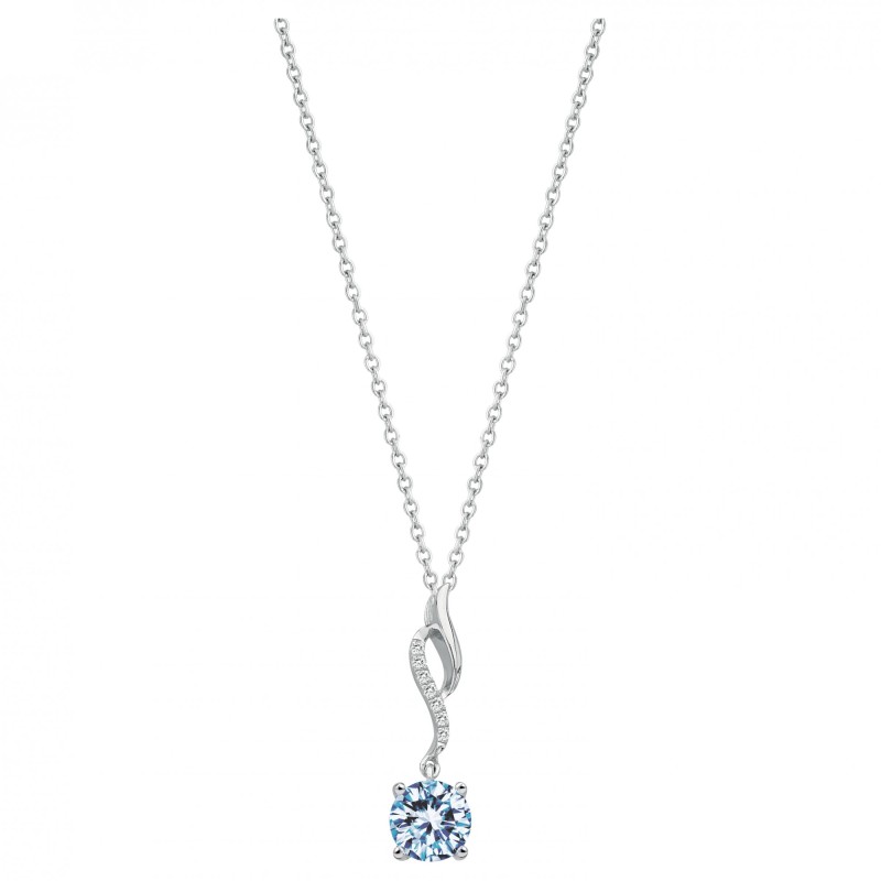Collier fantaisie femme carador en argent et oxydes blanc et  bleu