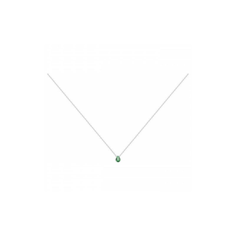 Collier solitaire femme carador en argent et spinelle verte sertie griffes