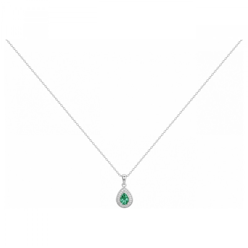 Collier fantaisie femme carador en argent et oxydes blanc et  vert
