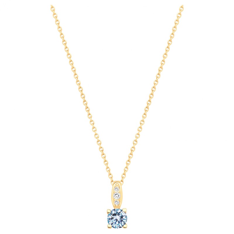 Collier fantaisie femme carador en plaqué or avec oxydes de zirconium et spinelle bleu