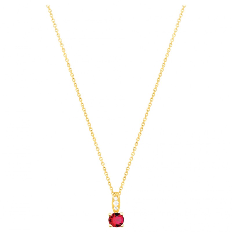 Collier fantaisie femme carador en plaqué or avec oxydes de zirconium et spinelle rouge
