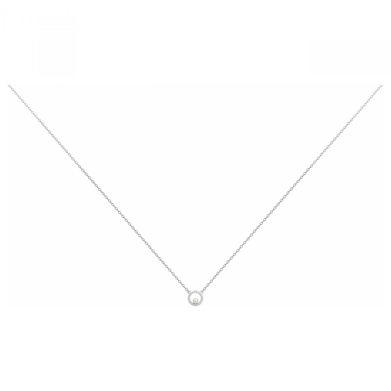 Collier fantaisie femme carador en argent avec oxydes de zirconium et  une perle d'eau douce