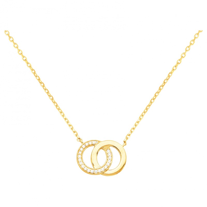 Collier fantaisie cercles entrelacés femme carador en plaqué or avec oxydes de zirconium