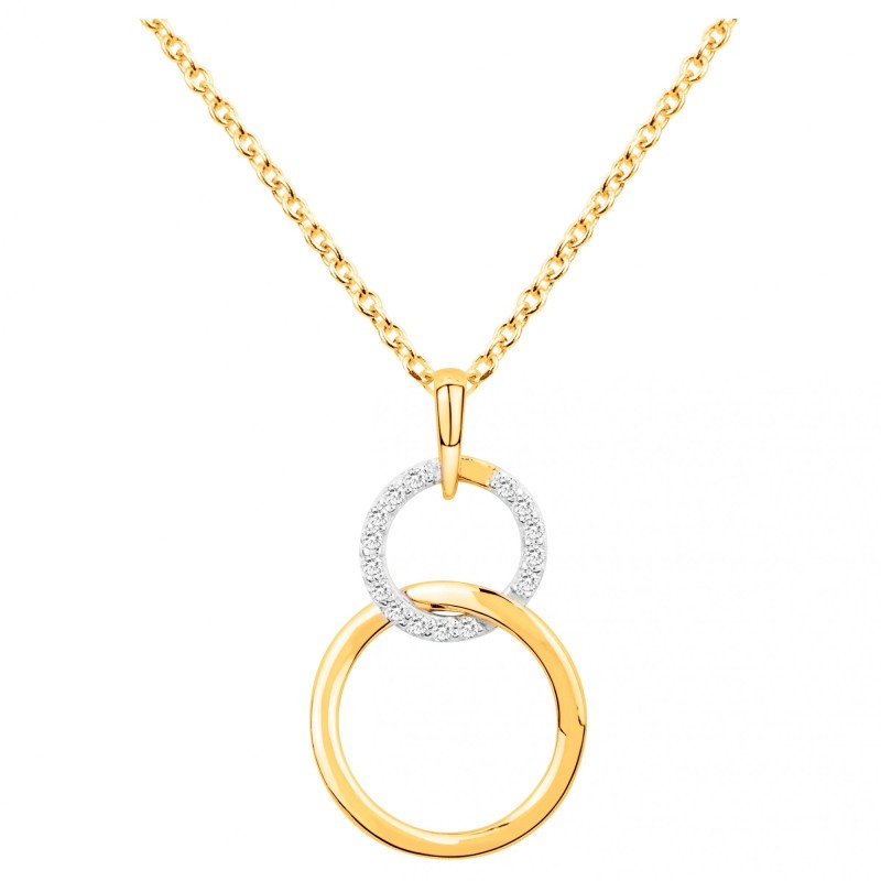Collier fantaisie cercles entrelacés femme carador en plaqué or avec oxydes de zirconium