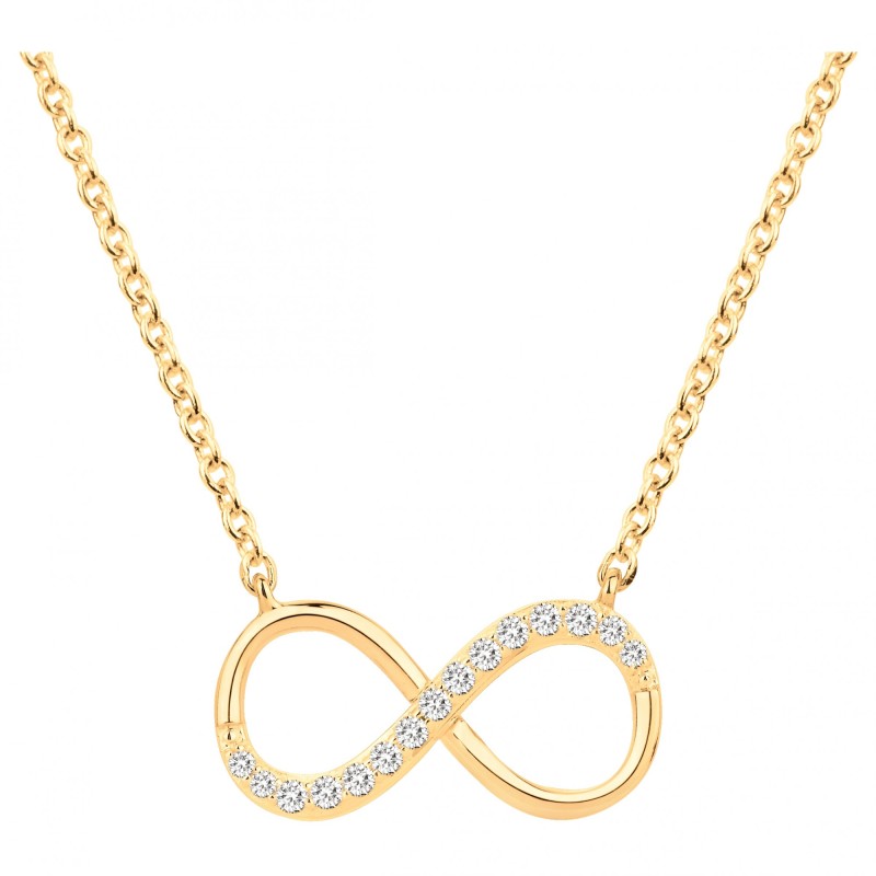 Collier fantaisie motif signe infini femme carador en plaqué or avec oxydes de zirconium