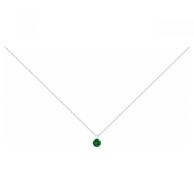 Collier solitaire femme carador en argent avec spinelle verte sertie 4 griffes
