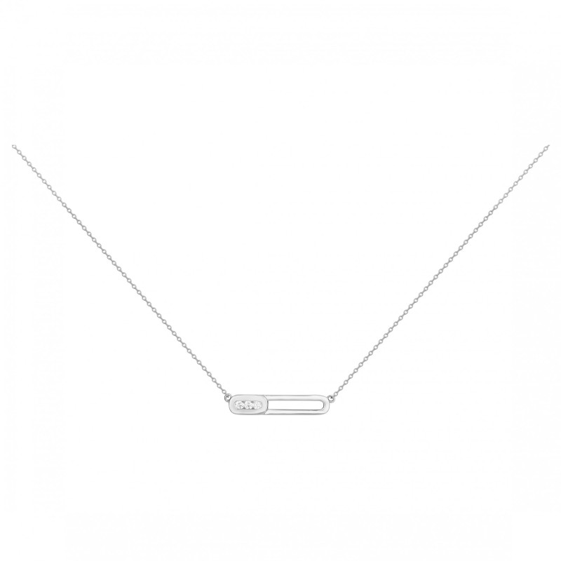 Collier fantaisie femme carador en  argent avec oxydes de zirconium motif trombone