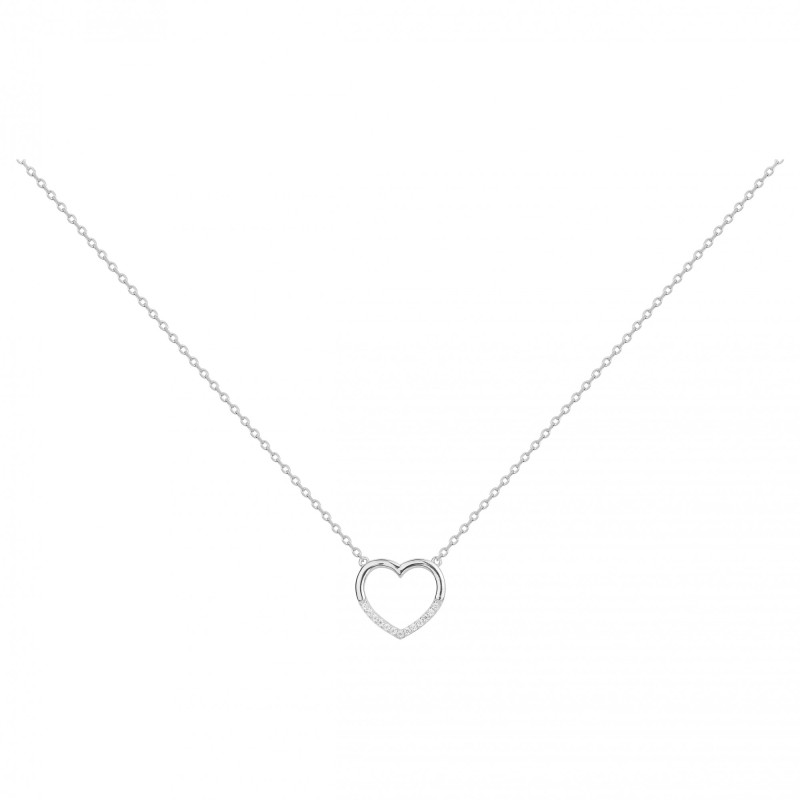 Collier fantaisie femme carador en  argent avec oxydes de zirconium motif coeur