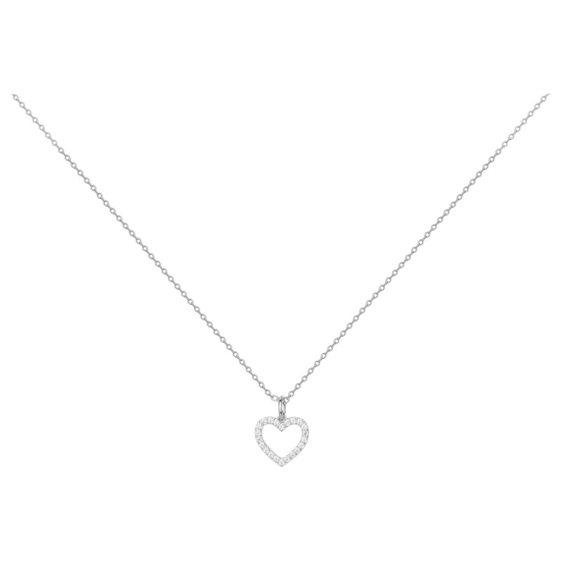 Collier fantaisie femme carador en  argent avec oxydes de zirconium motif coeur