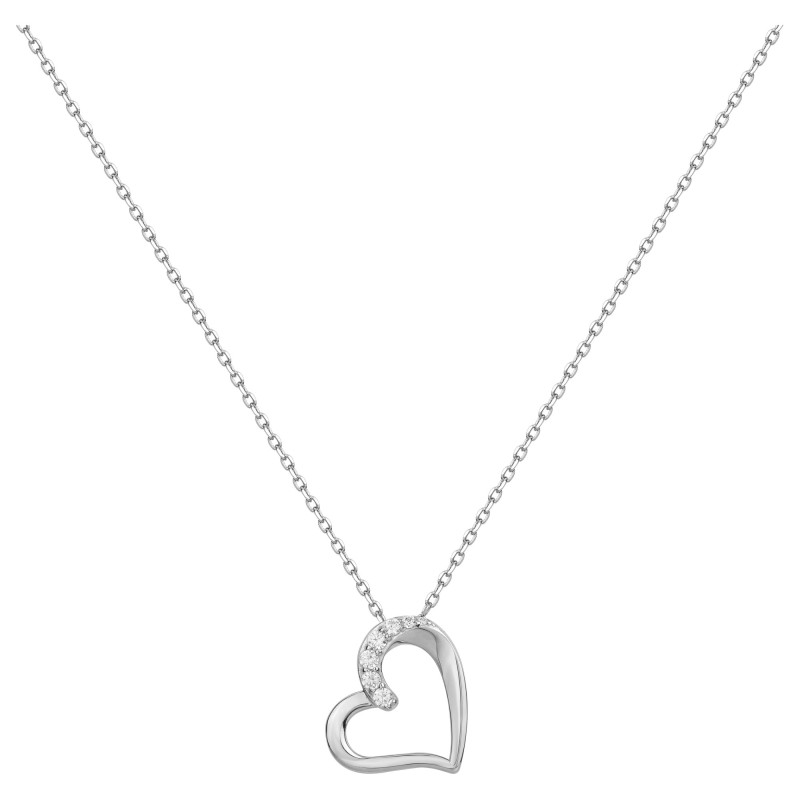 Collier fantaisie femme carador en  argent avec oxyde de zirconium motif coeur