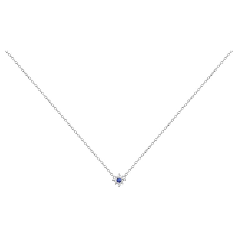 Collier fantaisie femme carador en  argent avec oxyde blanc et bleu motif étoile