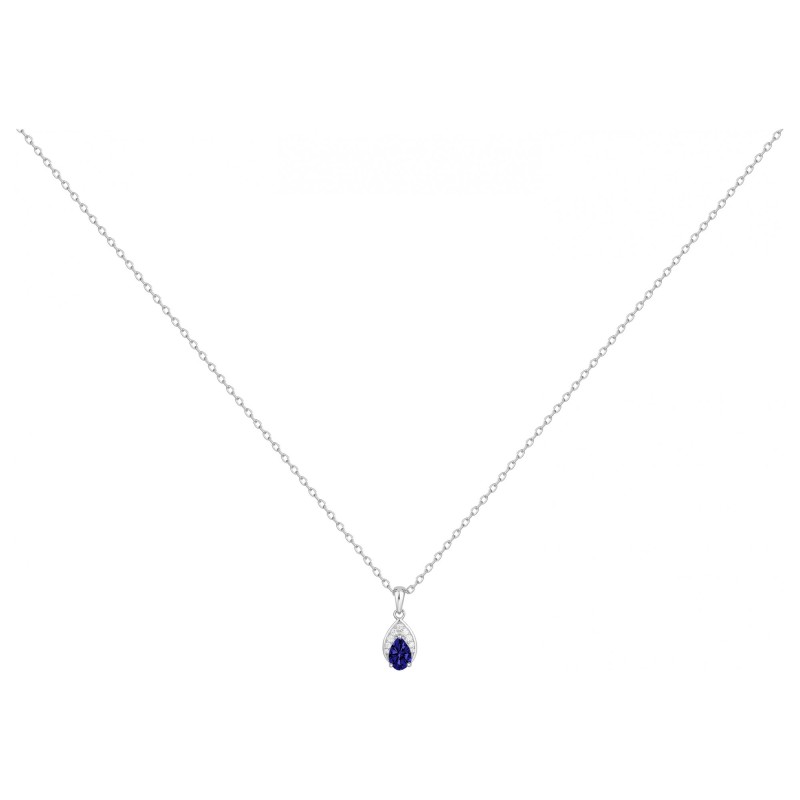 Collier fantaisie femme carador en  argent avec oxydes blanc et bleu
