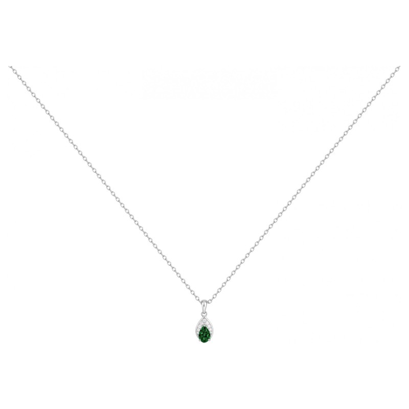 Collier fantaisie femme carador en  argent avec oxydes blanc et vert