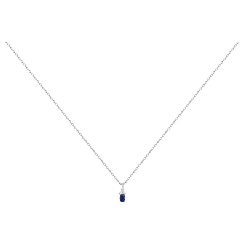 Collier fantaisie femme carador en  argent avec oxydes blanc et bleu