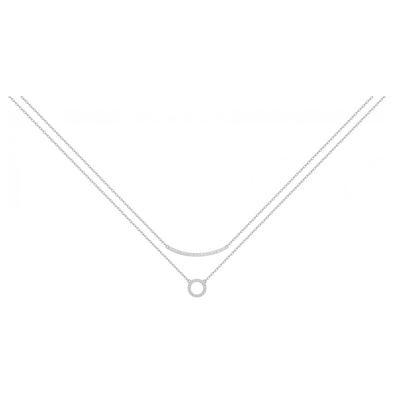 Collier fantaisie femme carador  doubles chaînes en  argent avec oxydes de zirconium