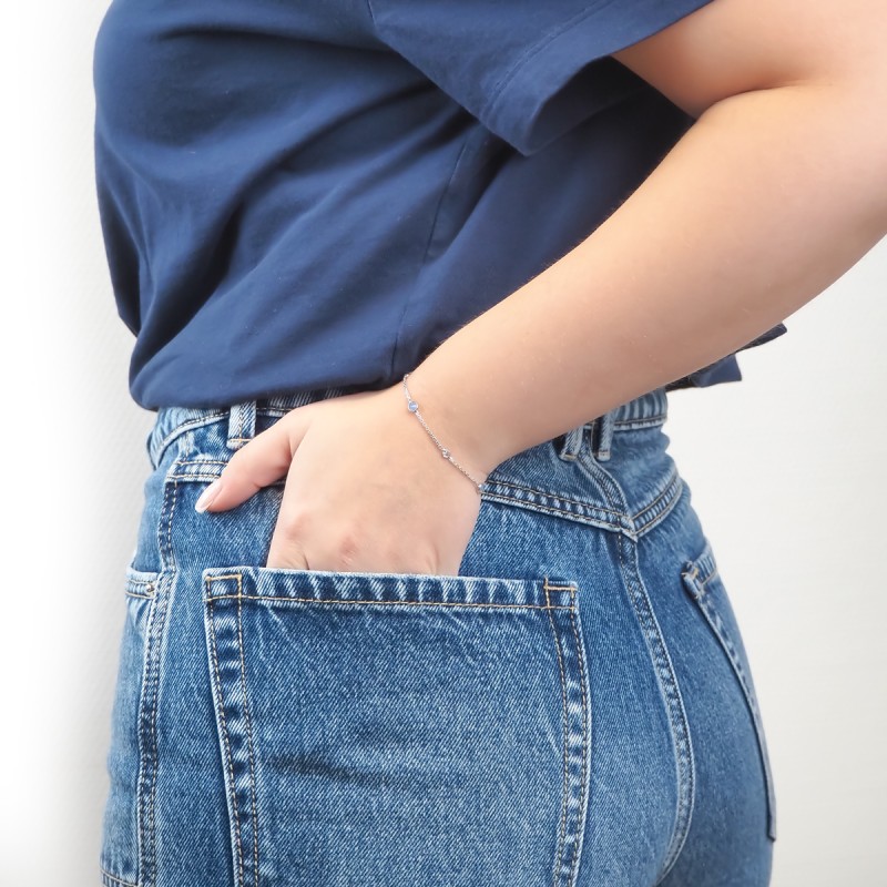 Bracelet argent 925/000 femme Carador oxydes de zirconium et cristaux bleus