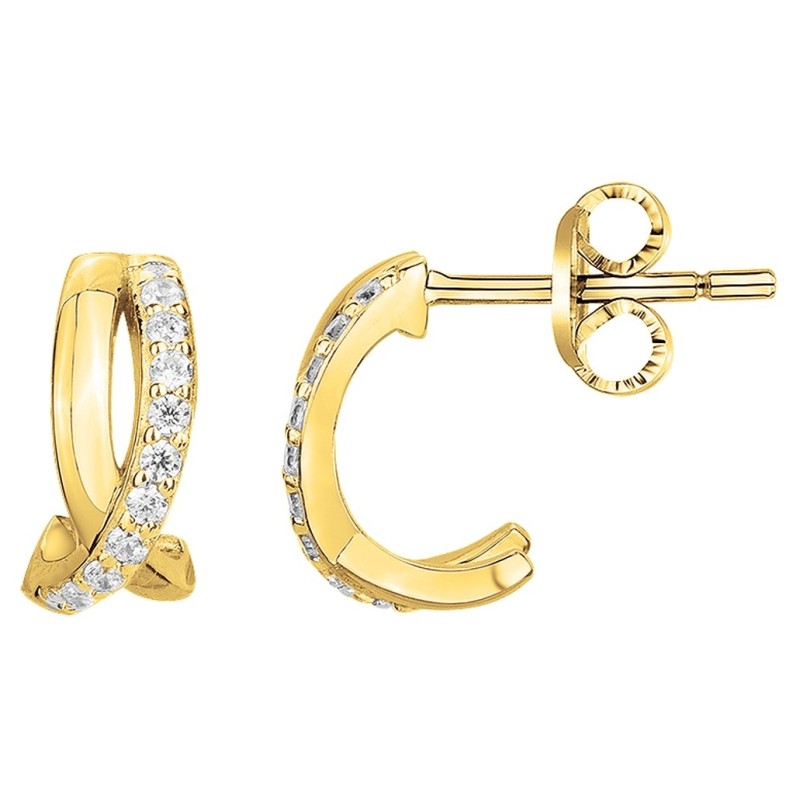 Boucles d'oreilles demi créoles femme carador en plaqué or avec oxydes de zirconium