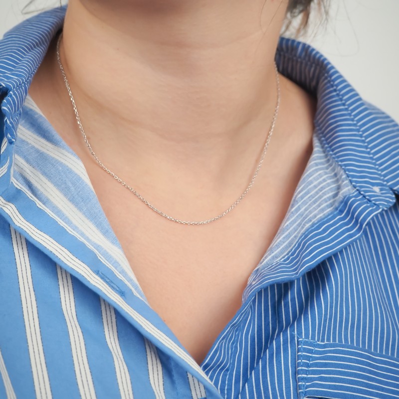 Chaîne argent 925/000 Carador maille forçat  diamantée longueur 55cm