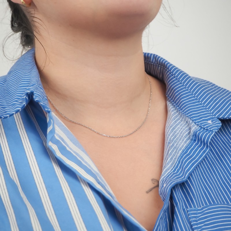 Chaîne argent 925/000 Carador maille forçat  diamantée longueur 45cm