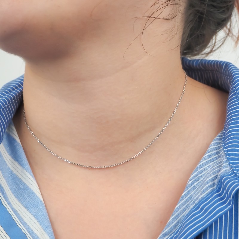 Chaîne argent 925/000 Carador maille forçat  diamantée longueur 40cm