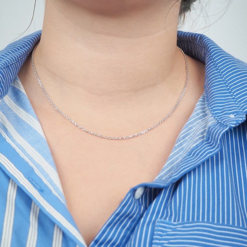 Chaîne argent 925/000 Carador maille forçat  diamantée longeur 45cm