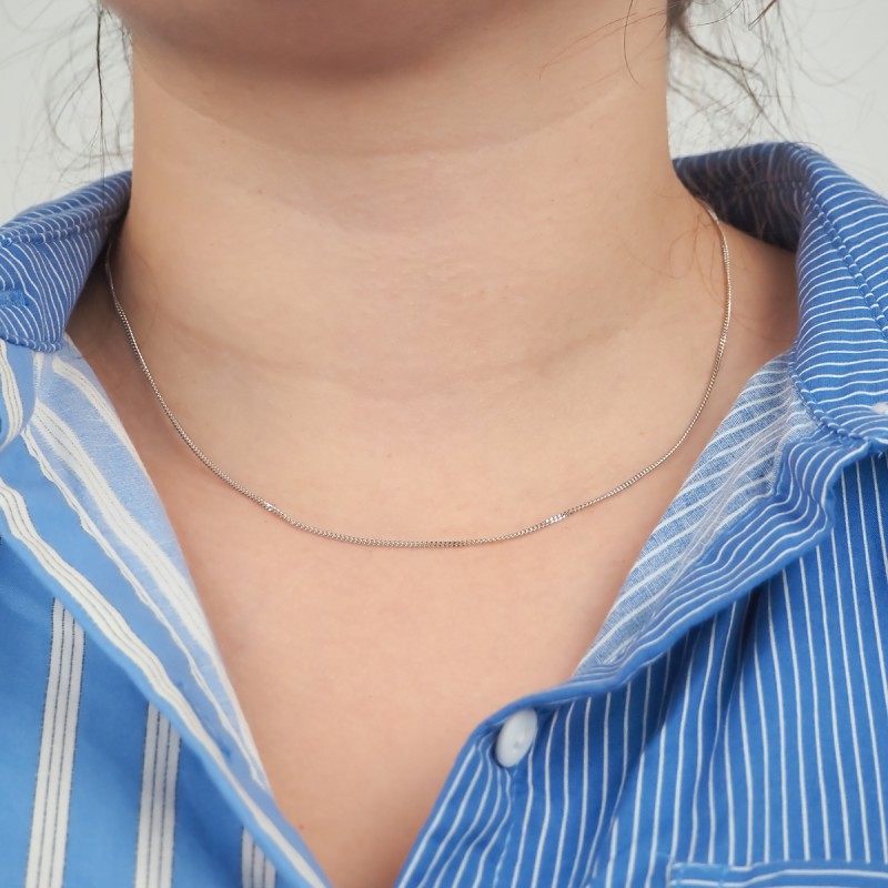 Chaîne argent 925/000 Carador maille gourmette fine diamantée longueur 45cm