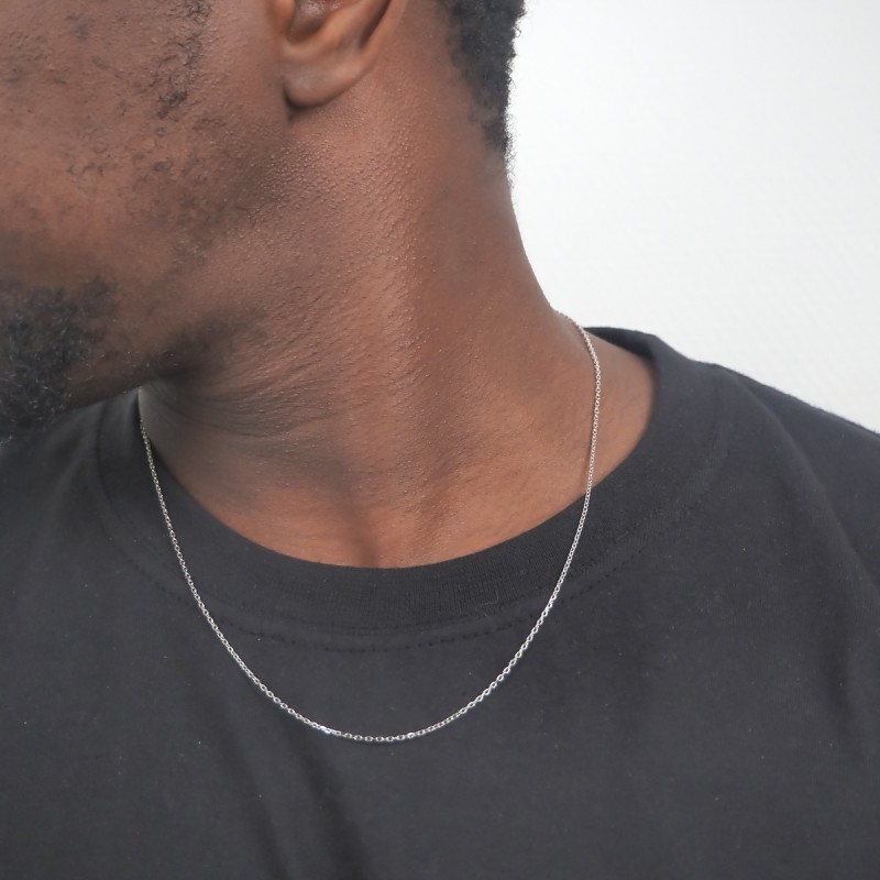 Chaîne argent 925/000 Carador maille forçat  diamantée longueur 50cm