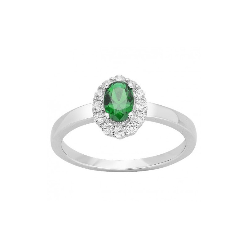 Bague Femme Carador en argent avec oxydes de zirconium et spinelle verte
