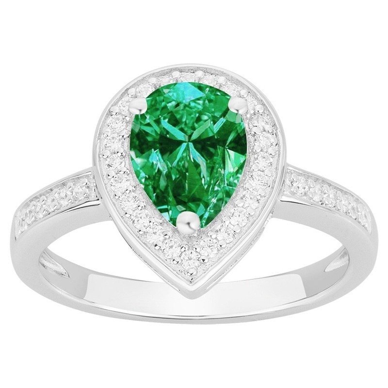 Bague Femme Carador en argent avec oxydes de zirconium et spinelle verte