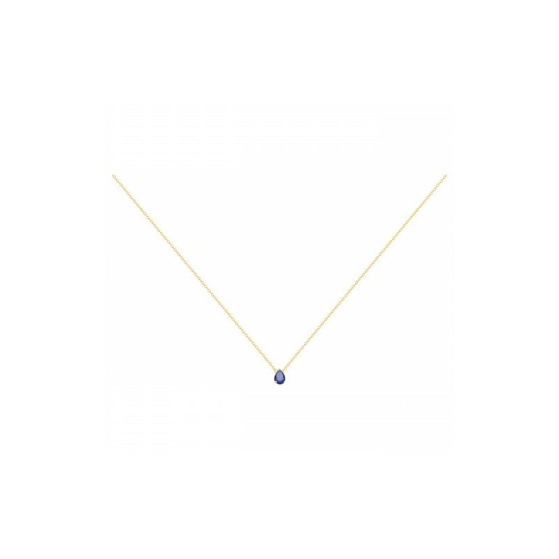 Collier  femme  solitaire carador en plaqué or avec spinelle bleu foncé