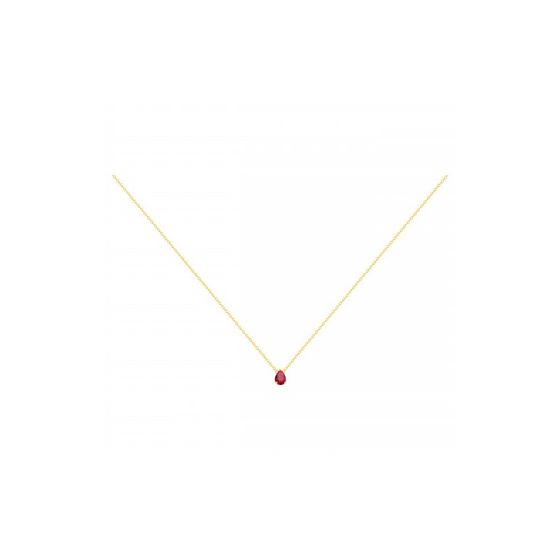 Collier  femme  solitaire carador en plaqué or avec spinelle rouge