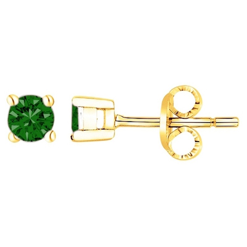 Boucles d'oreilles clous solitaires femme carador en plaqué or et spinelle vert