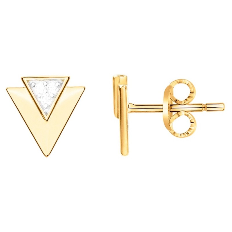 Boucles d'oreilles clous forme triangle femme carador en plaqué or avec oxydes de zirconium