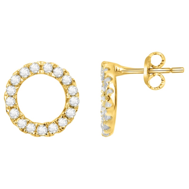 Boucles d'oreilles clous motif cercle femme carador en plaqué or avec oxydes de zirconium