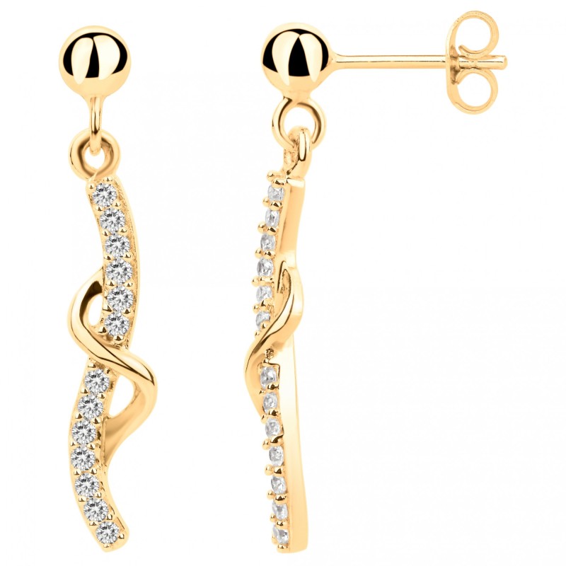Boucles d'oreilles fantaisie forme vagues femme carador en plaqué or avec oxydes de zirconium