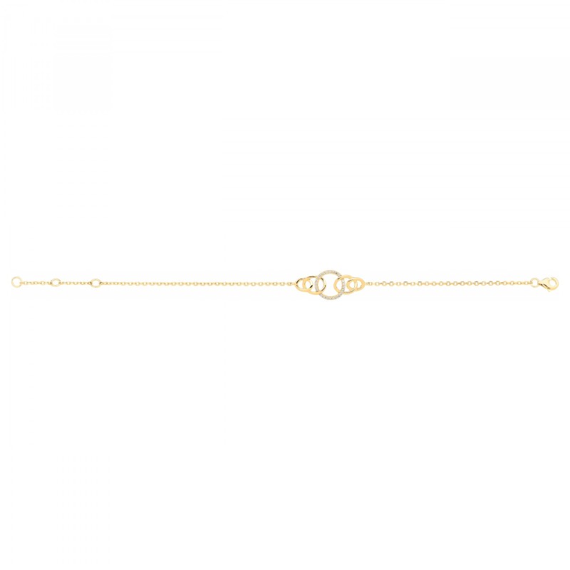 Bracelet femme carador en plaqué or avec oxydes de zirconium motif cercles entrelacés